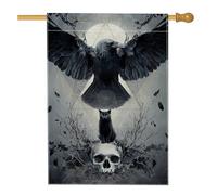 Bandiera da giardino autunnale con corvo di Halloween, bandiera da giardino con teschio nero, decorazione per esterni, bandiera da cortile su entrambi i lati, decorazione stagionale per la casa, 71 x