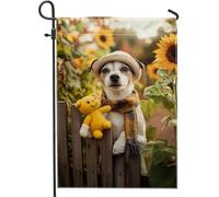 Bandiera da giardino autunnale con emoticon felice, bandiera decorativa per la casa, bandiera in iuta su entrambi i lati, decorazione autunnale per esterni, 30,5 x 45,7 cm