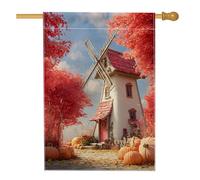 Bandiera da giardino autunnale con foglie d'acero rosso, decorazione per esterni, striscione in iuta su entrambi i lati per la decorazione della casa autunnale, 71 x 101 cm