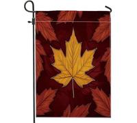 Bandiera da giardino autunnale con foglie d'acero rosso, foglie di raccolto per il Ringraziamento, decorazione per prato all'aperto, bandiera da cortile in iuta su entrambi i lati, decorazione