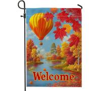Bandiera da giardino autunnale con foglie di albero, rosso vibrante mongolfiera per la casa, bandiera decorativa da giardino su entrambi i lati, decorazione stagionale per esterni, 30,5 x 45,7 cm