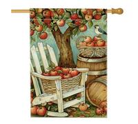 Bandiera da giardino autunnale con frutta e albero da frutto, striscione decorativo per la casa, bandiera da giardino in iuta su entrambi i lati, decorazione stagionale per esterni, 71 x 101 cm
