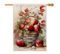 Bandiera da giardino autunnale con frutta rossa, decorazione per esterni, decorazione per la casa di campagna, bandiera stagionale per prato per la decorazione del raccolto del Ringraziamento, 71 x