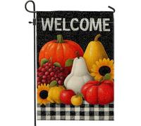 Bandiera da giardino autunnale con frutta vivace, girasoli, decorazione per la casa, bandiera da cortile in cotone su entrambi i lati, decorazione stagionale per esterni, 30,5 x 45,7 cm