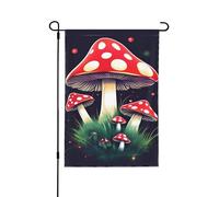 Bandiera da giardino autunnale con funghi magici su entrambi i lati, decorazione stagionale durevole per la decorazione del portico anteriore del cortile