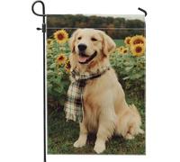 Bandiera da giardino autunnale con girasole e Golden Retriever, decorazione per cani, bandiera da giardino su entrambi i lati, bandiera autunnale per esterni, decorazione per prato 30,5 x 45,7 cm