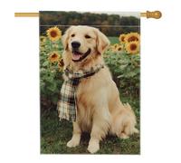 Bandiera da giardino autunnale con girasole e Golden Retriever, decorazione per cani carini, bandiera da giardino in iuta su entrambi i lati, decorazione autunnale per esterni, 71 x 101 cm