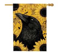 Bandiera da giardino autunnale con girasole, striscione decorativo per la casa con corvo nero, decorazione per esterni in iuta su entrambi i lati, per festival autunnali, 71 x 101 cm