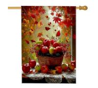 Bandiera da giardino autunnale con mele rosse e verdi, bandiera decorativa su entrambi i lati, decorazione per la casa, decorazione per cortile esterno per celebrazione del Ringraziamento, 71 x 101 cm
