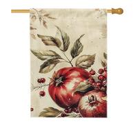 Bandiera da giardino autunnale con melograno rosso e bacche, bandiera decorativa per la casa, in iuta su entrambi i lati, decorazione stagionale per esterni, 71 x 101 cm
