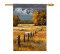 Bandiera da giardino autunnale con paesaggio agricolo, balle di fieno dorate, striscione decorativo autunnale, bandiera da giardino in iuta su entrambi i lati, decorazione per esterni, 71 x 101 cm