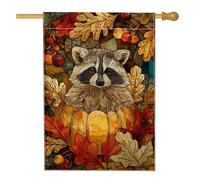 Bandiera da giardino autunnale con procione, decorazione per esterni, bandiera da giardino in iuta su entrambi i lati, per decorazione stagionale del prato, 71 x 101 cm