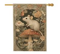 Bandiera da giardino autunnale con topi e funghi, bandiera floreale marrone per la casa, bandiera da cortile in iuta su entrambi i lati, decorazione per prato all'aperto per feste autunnali del