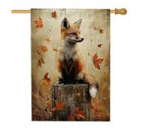 Bandiera da giardino autunnale con volpe arancione e volpe del bosco, decorazione per la casa, in iuta su entrambi i lati, decorazione per esterni, bandiera ispirata alla natura per le vacanze, 71 x