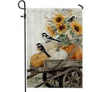 Bandiera da giardino autunnale con zucca arancione, girasole per la casa, bandiera da giardino in iuta su entrambi i lati, decorazione autunnale per esterni, 30,5 x 45,7 cm