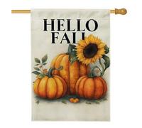 Bandiera da giardino autunnale con zucca e girasole, striscione decorativo autunnale arancione, bandiera da giardino in iuta su entrambi i lati, per il Ringraziamento, decorazione per prato all'aperto