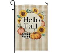Bandiera da giardino autunnale con zucche arancioni, girasole, decorazione per la casa, decorazione per esterni su entrambi i lati per il Ringraziamento, cartello stagionale da cortile 30,5 x 45,7 cm
