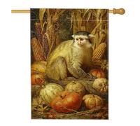 Bandiera da giardino autunnale con zucche rustiche, striscione decorativo a doppia faccia per prato autunnale, decorazione per esterni del Ringraziamento, tonalità calde della terra, decorazione per