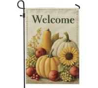 Bandiera da giardino autunnale, decorazione autunnale di benvenuto con zucche e girasole, striscione in iuta su entrambi i lati per festa del Ringraziamento all'aperto prato 30,5 x 45,7 cm