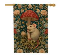 Bandiera da giardino autunnale, decorazione floreale per la casa, motivo topolino color foglia di tè, decorazione per la casa, bandiera da giardino su entrambi i lati, decorazione per esterni, 71 x