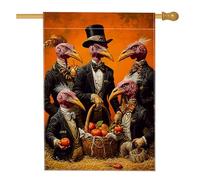 Bandiera da giardino autunnale della Turchia, bandiera arancione con piume di uccelli, decorazione per la casa e il giardino, bandiera da giardino in iuta su entrambi i lati, decorazione per prato per