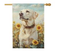Bandiera da giardino autunnale gialla da laboratorio, con girasole e cuccioli, decorazione per la casa, in iuta su entrambi i lati, per esterni, cortile, decorazione da giardino, 71 x 101 cm