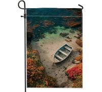 Bandiera da giardino autunnale in legno di mare, decorazione per esterni con paesaggio oceanico autunnale, striscione su entrambi i lati per la decorazione stagionale del prato 30,5 x 45,7 cm