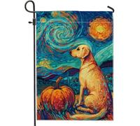 Bandiera da giardino autunnale per cani, Golden Retriever, decorazione autunnale da giardino, doppia faccia vibrante bandiera da cortile stagionale accenti per prato all'aperto 30,5 x 45,7 cm