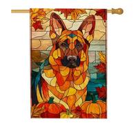 Bandiera da giardino autunnale per cani, in vetro colorato arancione, decorazione da pastore tedesco, striscione su entrambi i lati in iuta per cortile, decorazione autunnale per esterni, 71 x 101 cm