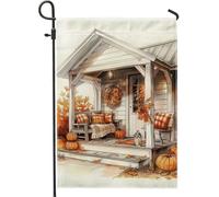 Bandiera da giardino autunnale per portico, decorazione rustica arancione per il Ringraziamento, bandiera stagionale su entrambi i lati, decorazione per il prato della casa, 30,5 x 45,7 cm