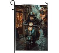 Bandiera da giardino autunnale per scooter, decorazione vintage con vespa verde, bandiera da giardino in iuta su entrambi i lati, per la decorazione autunnale all'aperto, perfetta per casa e prato