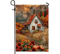 Bandiera da giardino autunnale rustica con girasole, bandiera arancione floreale per la casa, bandiera da cortile in iuta su entrambi i lati, per la decorazione autunnale per esterni, 30,5 x 45,7 cm