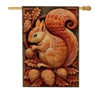 Bandiera da giardino autunnale rustica con scoiattolo, striscione decorativo per la casa con animali del bosco arancione, bandiera su entrambi i lati, per decorazione esterna del prato, 71 x 101 cm