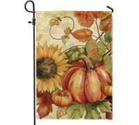 Bandiera da giardino autunnale, zucca arancione, girasole per il Ringraziamento, bandiere per la decorazione della casa, bandiera da cortile in iuta su entrambi i lati, decorazione per prato