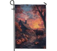 Bandiera da giardino autunnale, zucche arancioni e rustiche per cabina, decorazione per la casa e il prato, bandiera in iuta su entrambi i lati, decorazione per esterni di Halloween, 30,5 x 45,7 cm