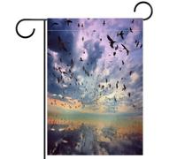 Bandiera da giardino Bandiere da casa da 12x18 pollici per interni esterni, bandiere da giardino per fattoria, decorazioni natalizie, motivo con uccelli e nuvole