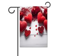 Bandiera da giardino, bandiere da giardino realizzate a mano con cuori rossi, bandiere da giardino di benvenuto, bandiera stagionale per patio, prato, casa, decorazione esterna