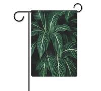 Bandiera da giardino, bandiere verdi con foglie lunghe stampate, bandiere da giardino di benvenuto, bandiera stagionale da cortile per patio, prato, casa, decorazione esterna
