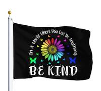 Bandiera Da Giardino Be Kind In A World Where You Can Be Anything With Sunflower Bandiere Decorative Durevole Bandiera Da Cortile Premium Garden Flag Per Festival Feste Esterno 90X152CM