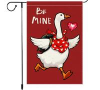 Bandiera Da Giardino Be Mine With Goose Red Scarf And Heart Bandiere Decorative Verticale Garden Flag Durevole Bandiera Da Cortile Per Esterno Festival Feste 30X45CM