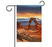 Bandiera da giardino "Benvenuto" con scritta "Arches National Park" e motivo floreale primaverile ed estivo, 30x45 cm, decorazione da esterno bifacciale per primavera, inverno e fattoria, resistente
