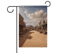 Bandiera da giardino "Benvenuto" con scritta "Old Wild West Cowboy Town" e motivo floreale primaverile ed estivo, 30x45 cm, decorazione da esterno bifacciale per la primavera, l'inverno e la fattori