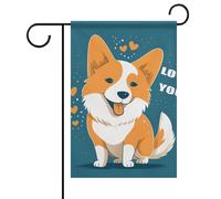 Bandiera da giardino "Benvenuto Corgi, ti amo, primavera ed estate", floreale, 12x18 pollici, decorazione da esterno bifacciale per primavera, inverno e fattoria, resistente allo sbiadimento e facil