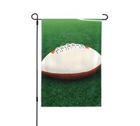 Bandiera da giardino bianca con stampa di palla da rugby su entrambi i lati, a prova di scolorimento, per decorazione da cortile, cartello di benvenuto, 71,1 x 101,6 cm