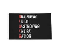 Bandiera Da Giardino Biden Braindead Idiot Destroying Entire Nation Classic Outdoorbandiera Antivento Bandieradacortile Colore Vivido Bandierada Balcone Per Festival Esterno 90X152CM