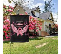 Bandiera da giardino bifacciale con ali d'angelo per la consapevolezza ovarica, decorazione per esterni da 28x40 pollici