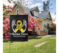 Bandiera da giardino bifacciale con ali d'angelo per la sensibilizzazione sul cancro all'aarcoma, decorazione per esterni da 28x40 pollici