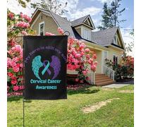 Bandiera da giardino bifacciale con ali d'angelo per la sensibilizzazione sul cancro cervicale, decorazione per esterni da 28x40 pollici