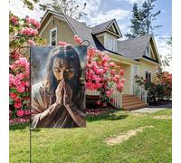 Bandiera da giardino bifacciale con dipinto di Gesù Divina Misericordia, stile B, decorazione per esterni da 28x40 pollici