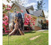 Bandiera da giardino bifacciale con dipinto di Gesù Divina Misericordia, stile C, decorazione per esterni da 28x40 pollici
